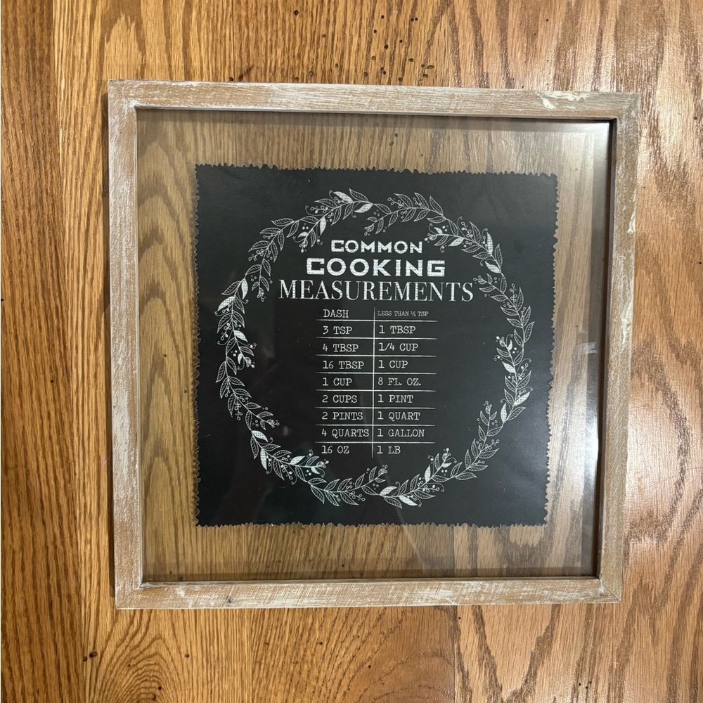 Wooden Framed Cooking Measurements Sign